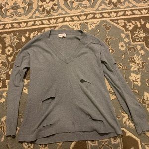 Caryn Vallone Ribbed Grey Shirt Size Small